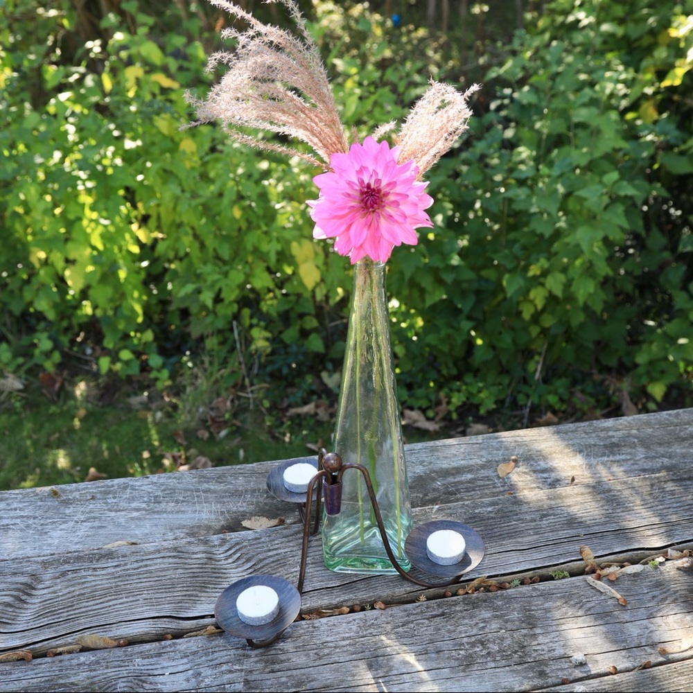 Triangular Glass Vase Candelabra - Picture 5 of 11